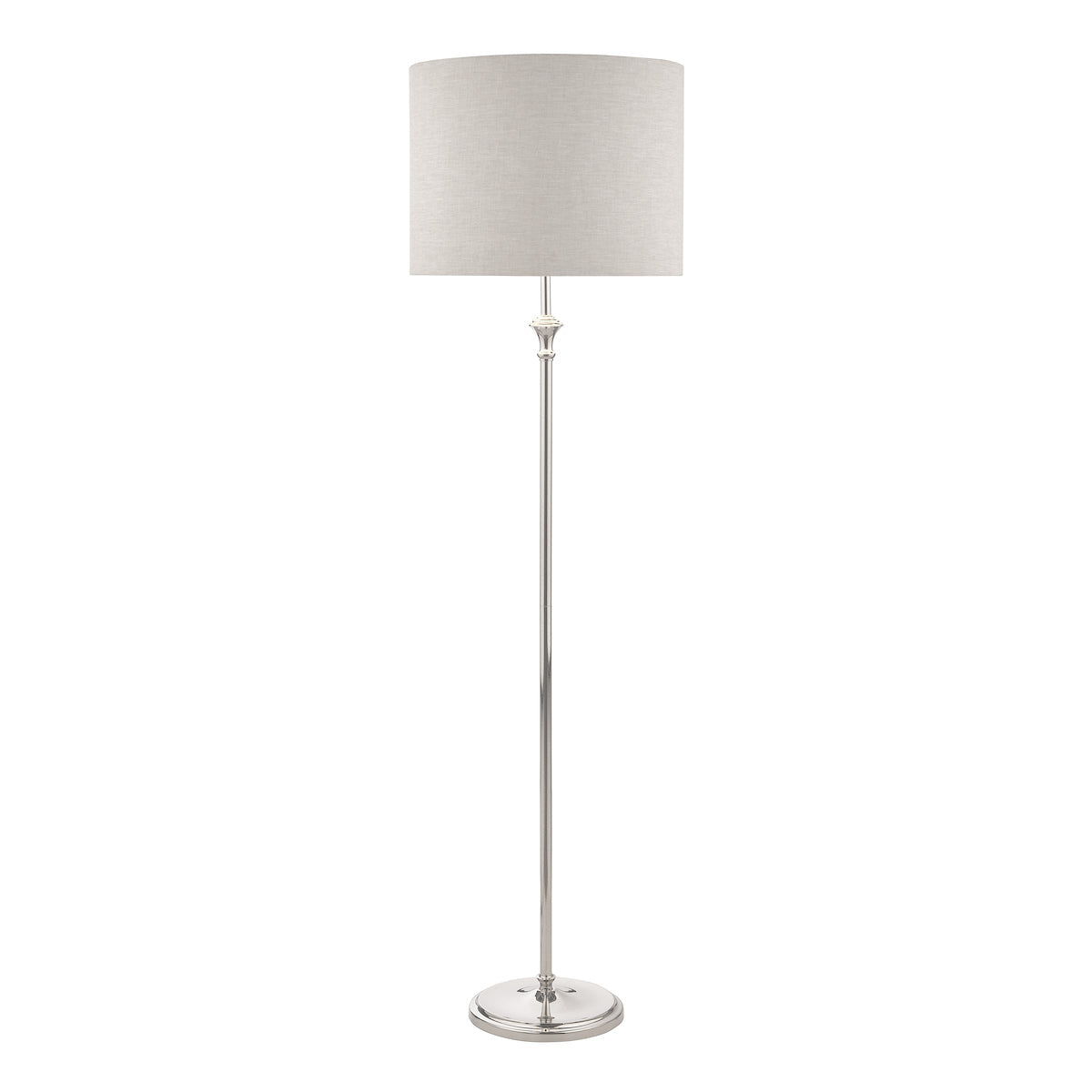 Lampada da terra Laura Ashley Highgrove in nichel lucido con paralume