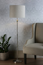 Lampada da terra Laura Ashley Highgrove in nichel lucido con paralume
