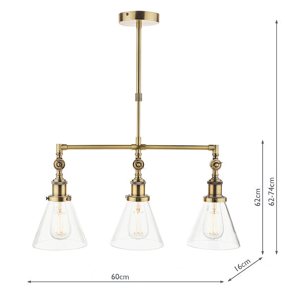 Laura Ashley Isaac 3 Light Bar Pendant Ottone Antico