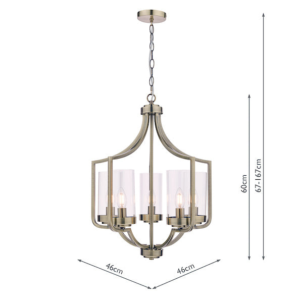 Lampadario a 5 luci in ottone antico Laura Ashley Joseph