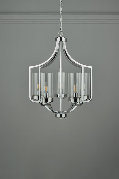 Laura Ashley Joseph Lampadario a 5 Luci in Cromo Lucido
