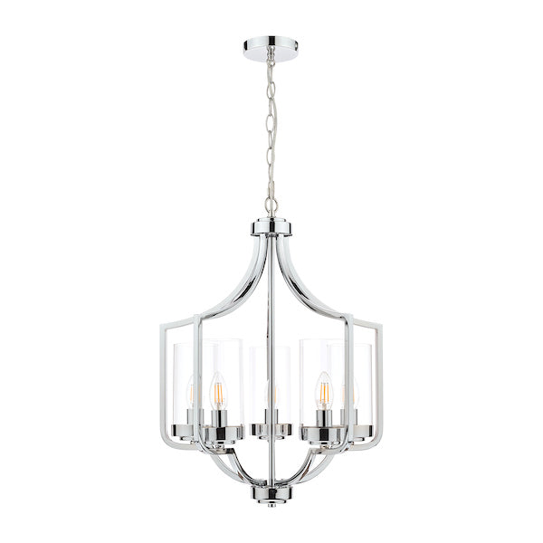 Laura Ashley Joseph Lampadario a 5 Luci in Cromo Lucido