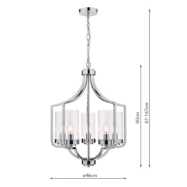 Laura Ashley Joseph Lampadario a 5 Luci in Cromo Lucido