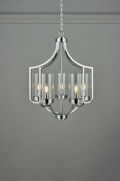 Laura Ashley Joseph Lampadario a 5 Luci in Cromo Lucido