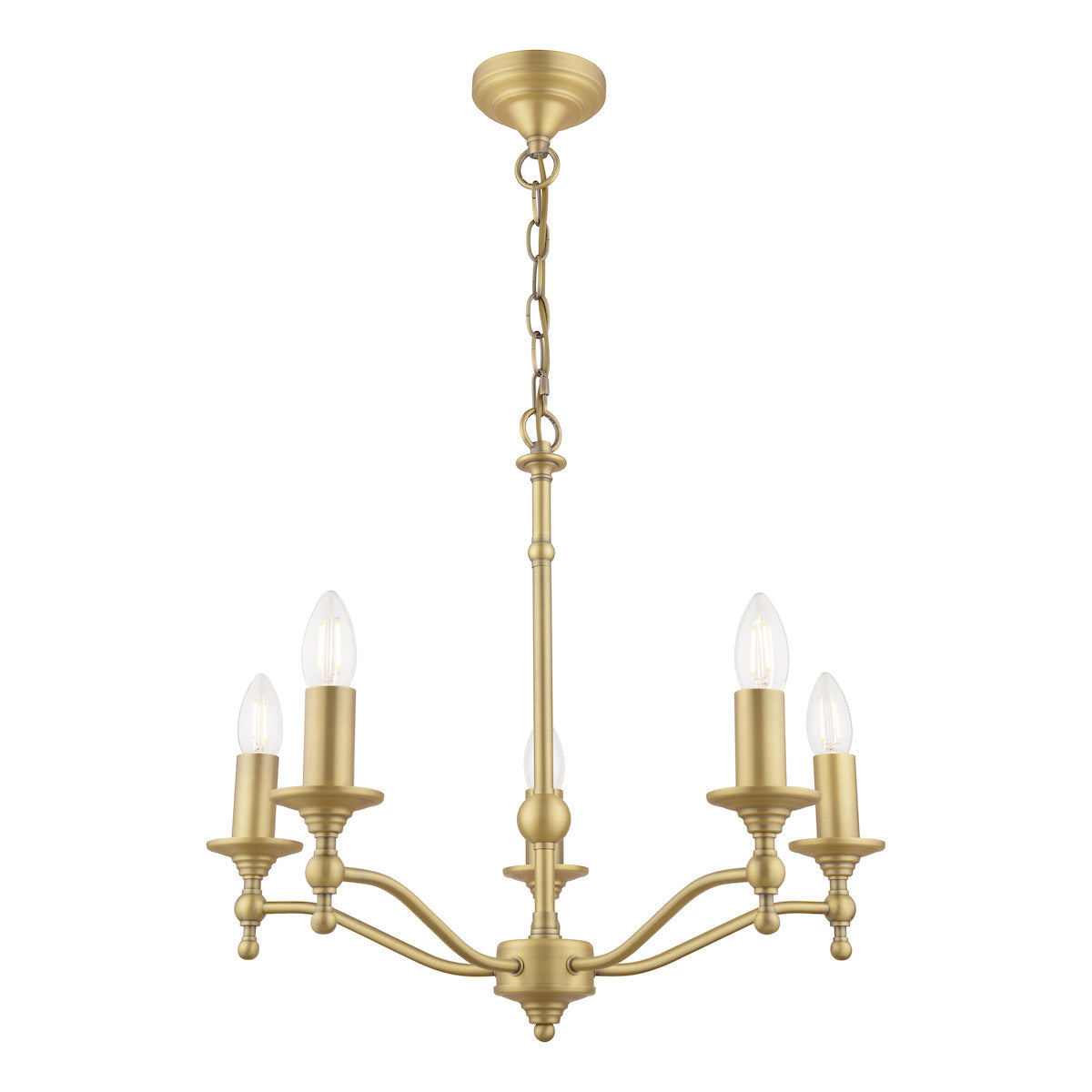 Laura Ashley Ludchurch 5 Luci Sospensione con Bracci in Ottone Antico Opaco