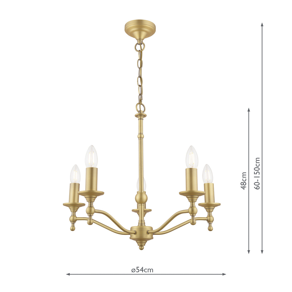 Laura Ashley Ludchurch 5 Luci Sospensione con Bracci in Ottone Antico Opaco