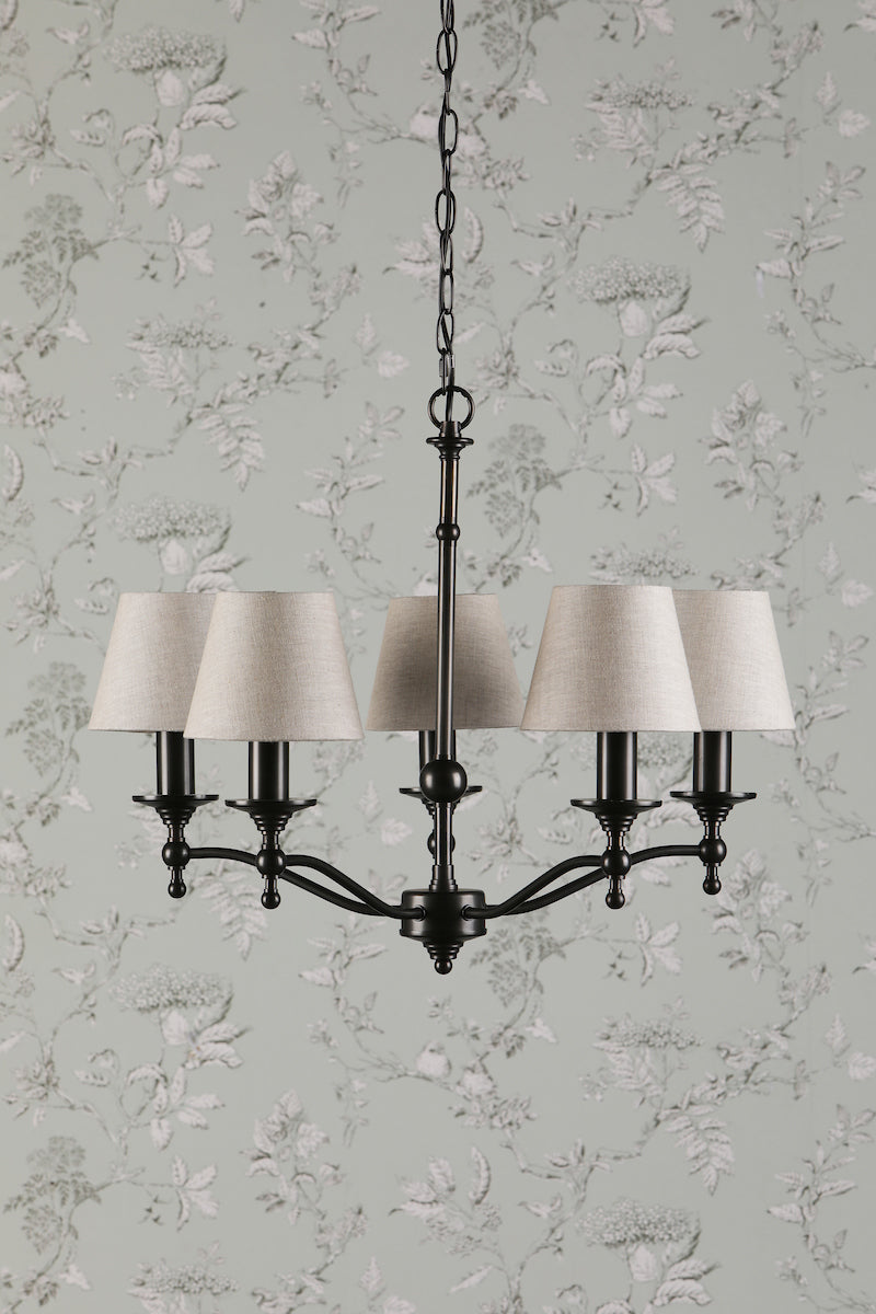Laura Ashley Ludchurch Lampadario a 5 Luci Nero