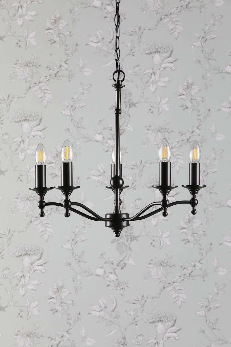 Laura Ashley Ludchurch Lampadario a 5 Luci Nero