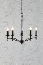 Laura Ashley Ludchurch Lampadario a 5 Luci Nero