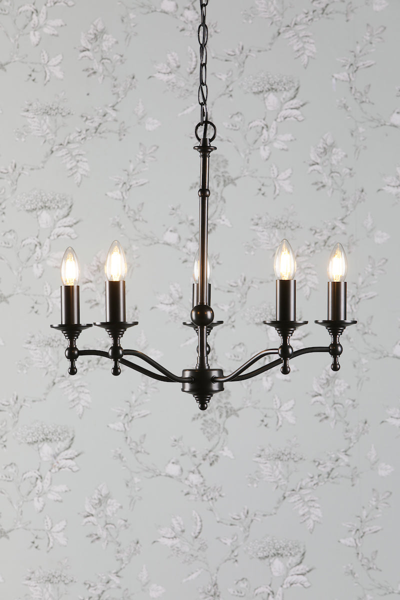 Laura Ashley Ludchurch Lampadario a 5 Luci Nero
