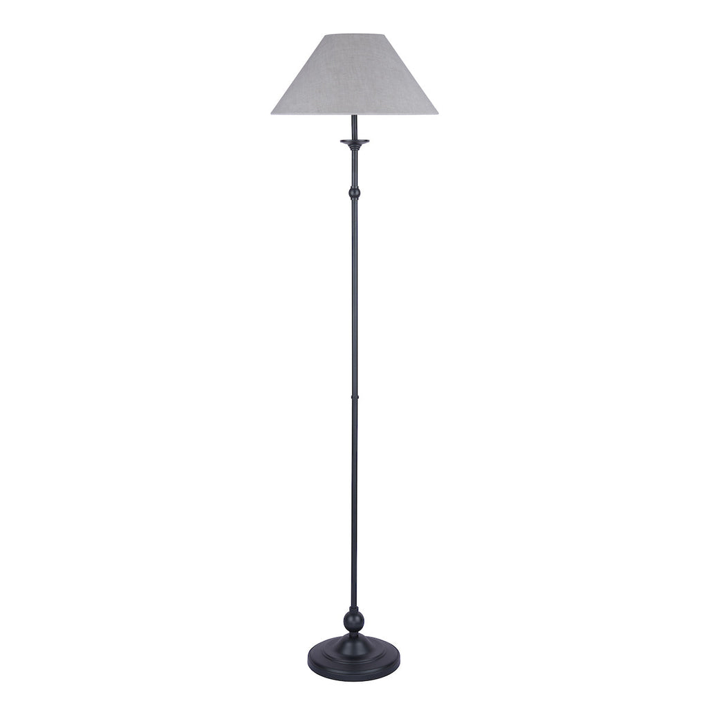 Lampada da terra Laura Ashley Ludchurch nera con paralume in lino