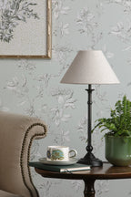 Lampada da Tavolo Laura Ashley Ludchurch Nera con Paralume in Lino