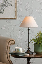 Lampada da Tavolo Laura Ashley Ludchurch Nera con Paralume in Lino