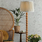 Lampada da Terra Laura Ashley Maria con Base in Legno di Quercia Cerata