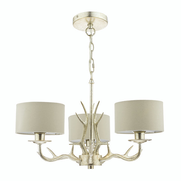 Lampadario a 3 luci Laura Ashley Mulroy Antler Champagne con Paralumi