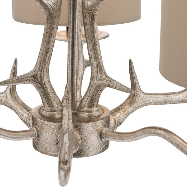 Lampadario a 3 luci Laura Ashley Mulroy Antler Champagne con Paralumi