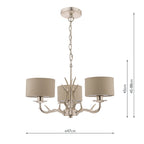 Lampadario a 3 luci Laura Ashley Mulroy Antler Champagne con Paralumi