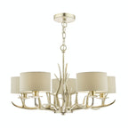 Laura Ashley Mulroy Antler 5 Luci Lampadario Champagne con Paralumi