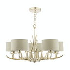 Laura Ashley Mulroy Antler 5 Luci Lampadario Champagne con Paralumi