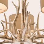 Laura Ashley Mulroy Antler 5 Luci Lampadario Champagne con Paralumi