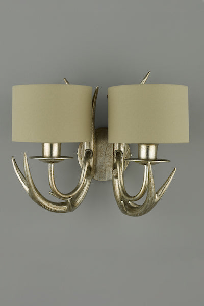 Applique Doppia Laura Ashley Mulroy Antler Champagne con Paralumi