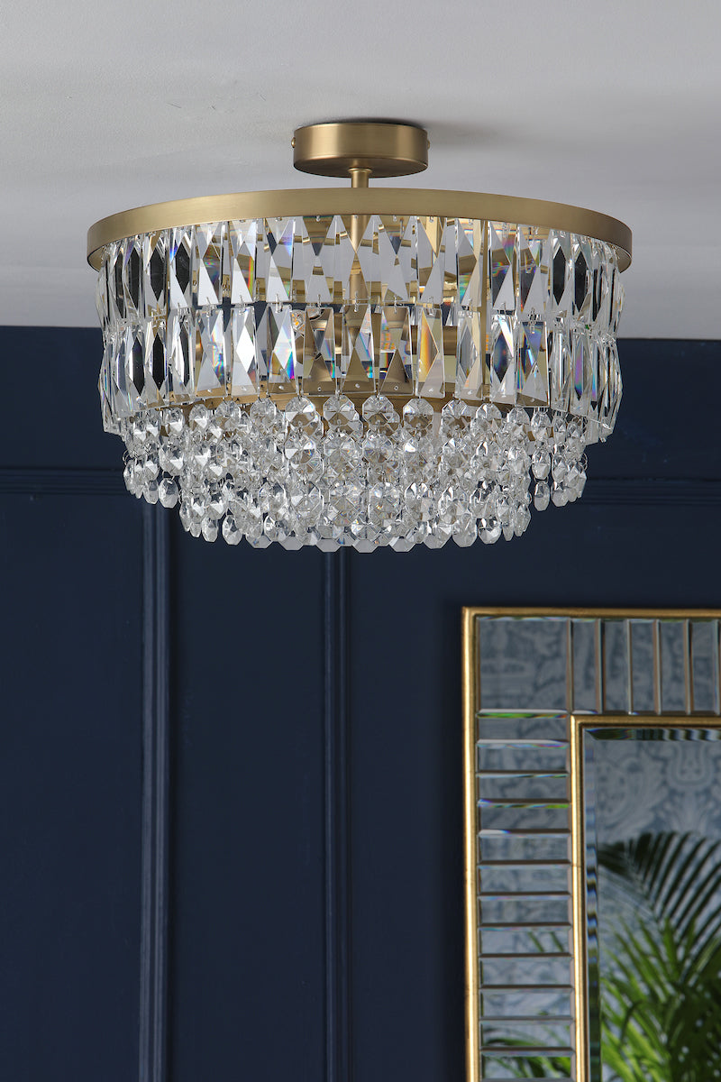 Laura Ashley Rhosill 3 Luci Semi Flush Ottone Anticato Opaco