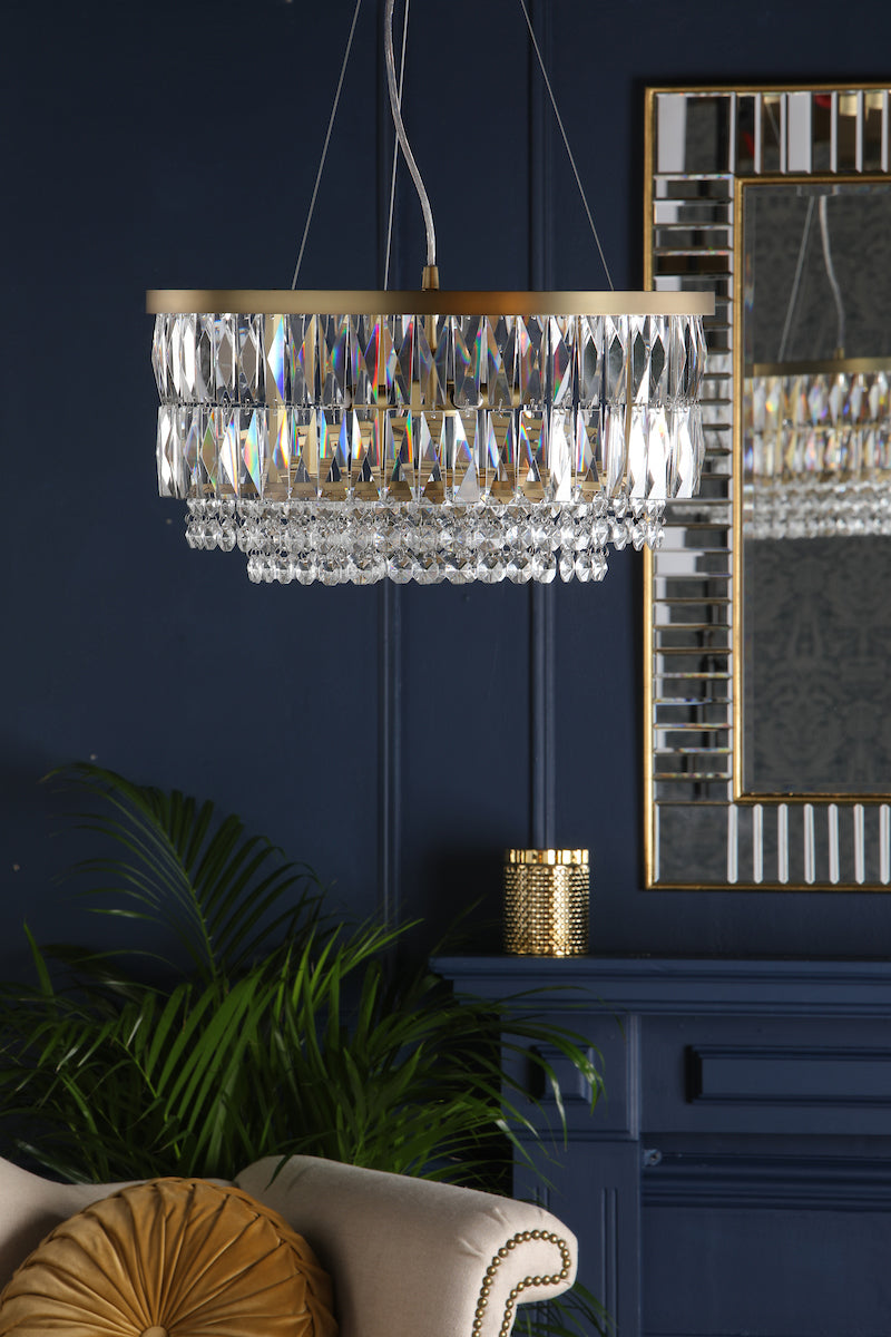 Laura Ashley Rhosill 4 Luci Grande Lampadario Ottone Antico Opaco