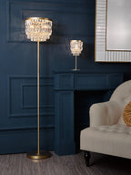 Lampada da Tavolo Laura Ashley Rhosill in Cristallo e Ottone Anticato