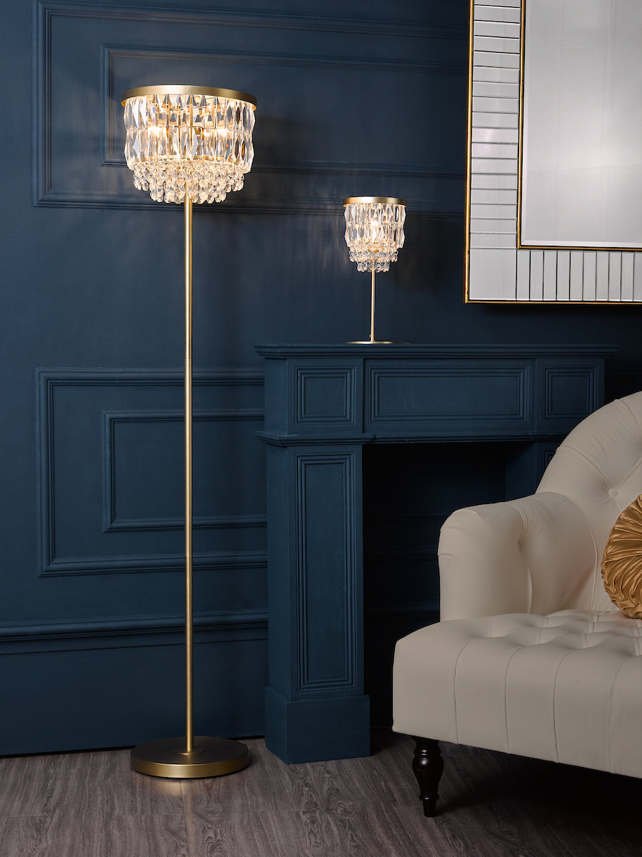Lampada da Tavolo Laura Ashley Rhosill in Cristallo e Ottone Anticato