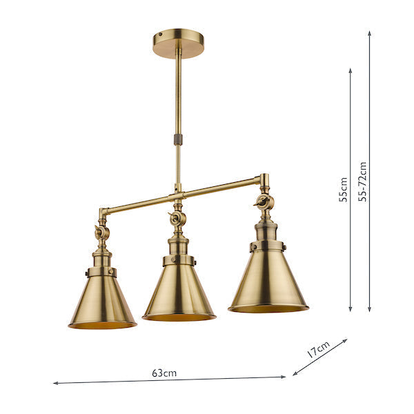 Laura Ashley Rufus 3lt Bar Pendant Ottone Anticato