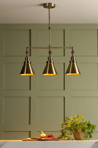 Laura Ashley Rufus 3lt Bar Pendant Ottone Anticato