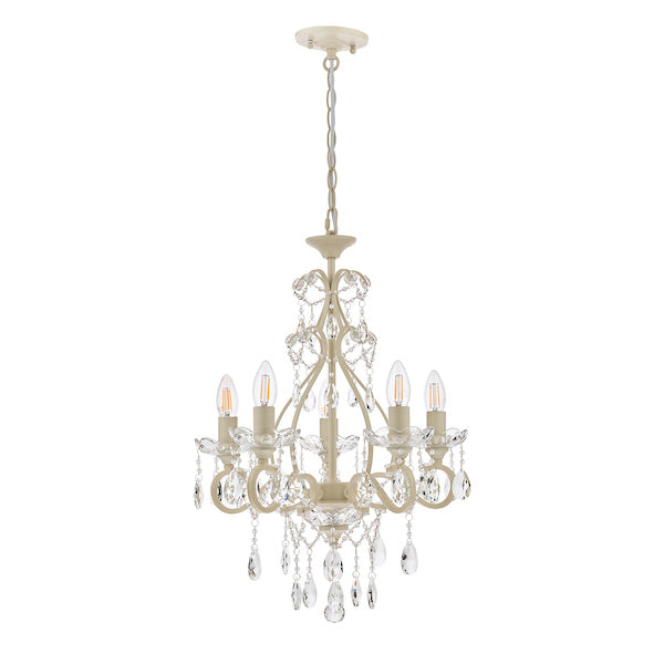 Lampadario Laura Ashley Shamley a 5 luci Bianco Opaco