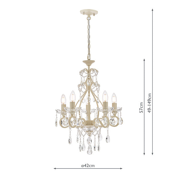 Lampadario Laura Ashley Shamley a 5 luci Bianco Opaco