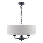 Lampadario Laura Ashley Sorrento 3 Luci Nero Opaco e Naturale con Paralume