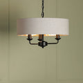 Lampadario Laura Ashley Sorrento 3 Luci Nero Opaco e Naturale con Paralume