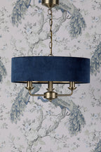 Laura Ashley Sorrento 3lt Pendant, Ottone Antico e Velluto Blu