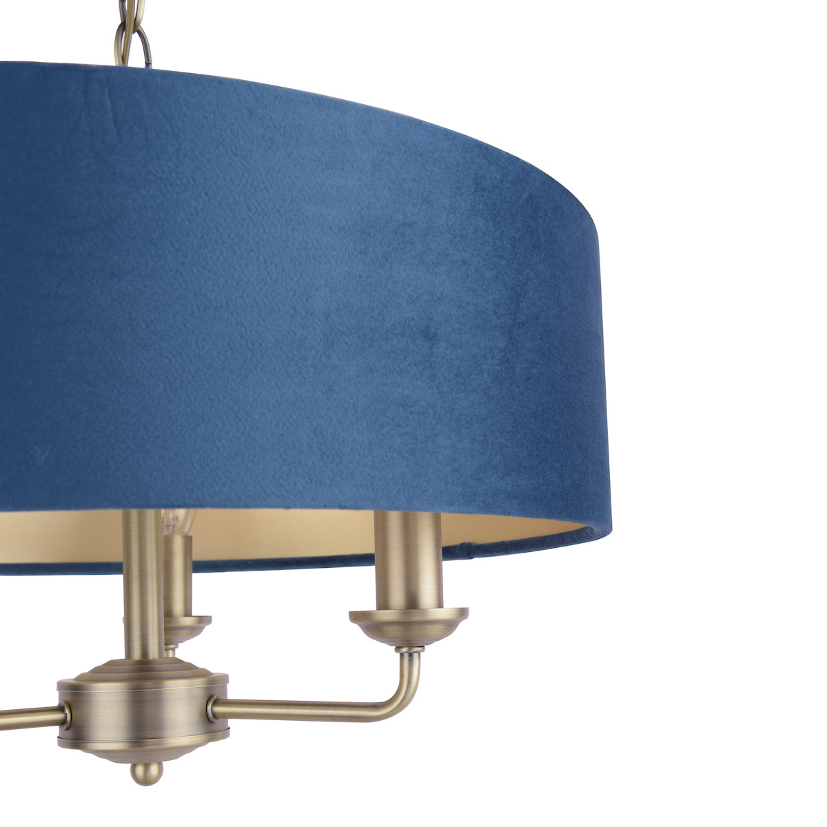 Laura Ashley Sorrento 3lt Pendant, Ottone Antico e Velluto Blu