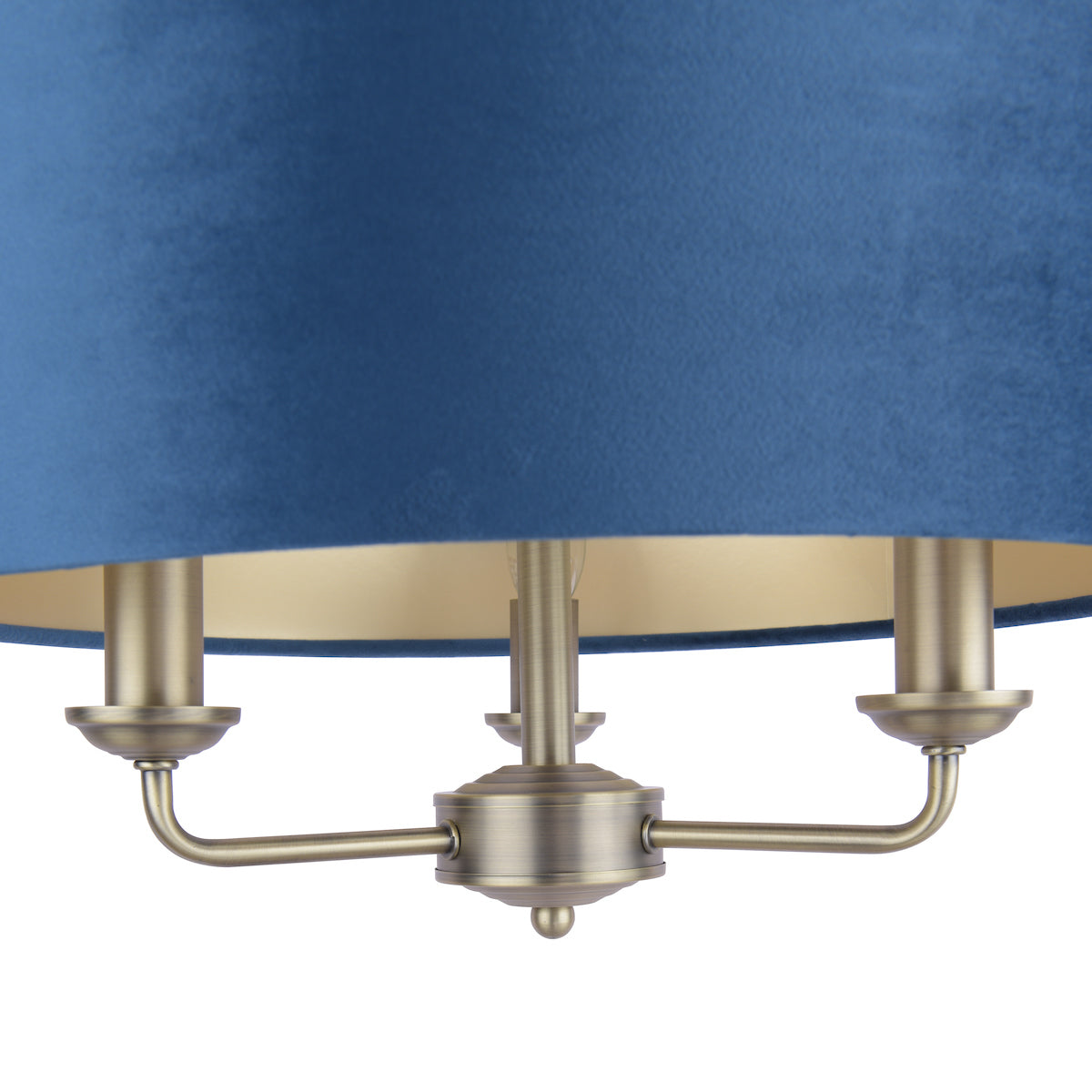 Laura Ashley Sorrento 3lt Pendant, Ottone Antico e Velluto Blu