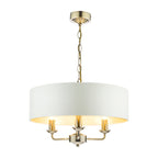 Laura Ashley Sorrento 3lt Pendant Ottone Antico con Paralume Avorio