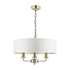 Laura Ashley Sorrento 3lt Pendant Ottone Antico con Paralume Avorio