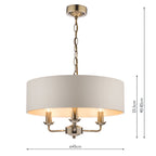 Laura Ashley Sorrento 3lt Pendant Ottone Antico con Paralume Avorio