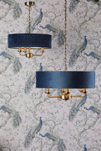 Laura Ashley Sorrento Lampadario 6 luci, Ottone Antico e Velluto Blu