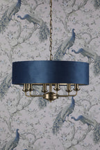Laura Ashley Sorrento Lampadario 6 luci, Ottone Antico e Velluto Blu
