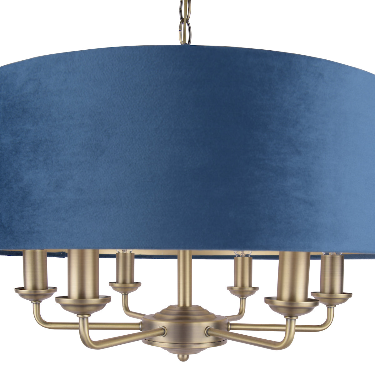 Laura Ashley Sorrento Lampadario 6 luci, Ottone Antico e Velluto Blu