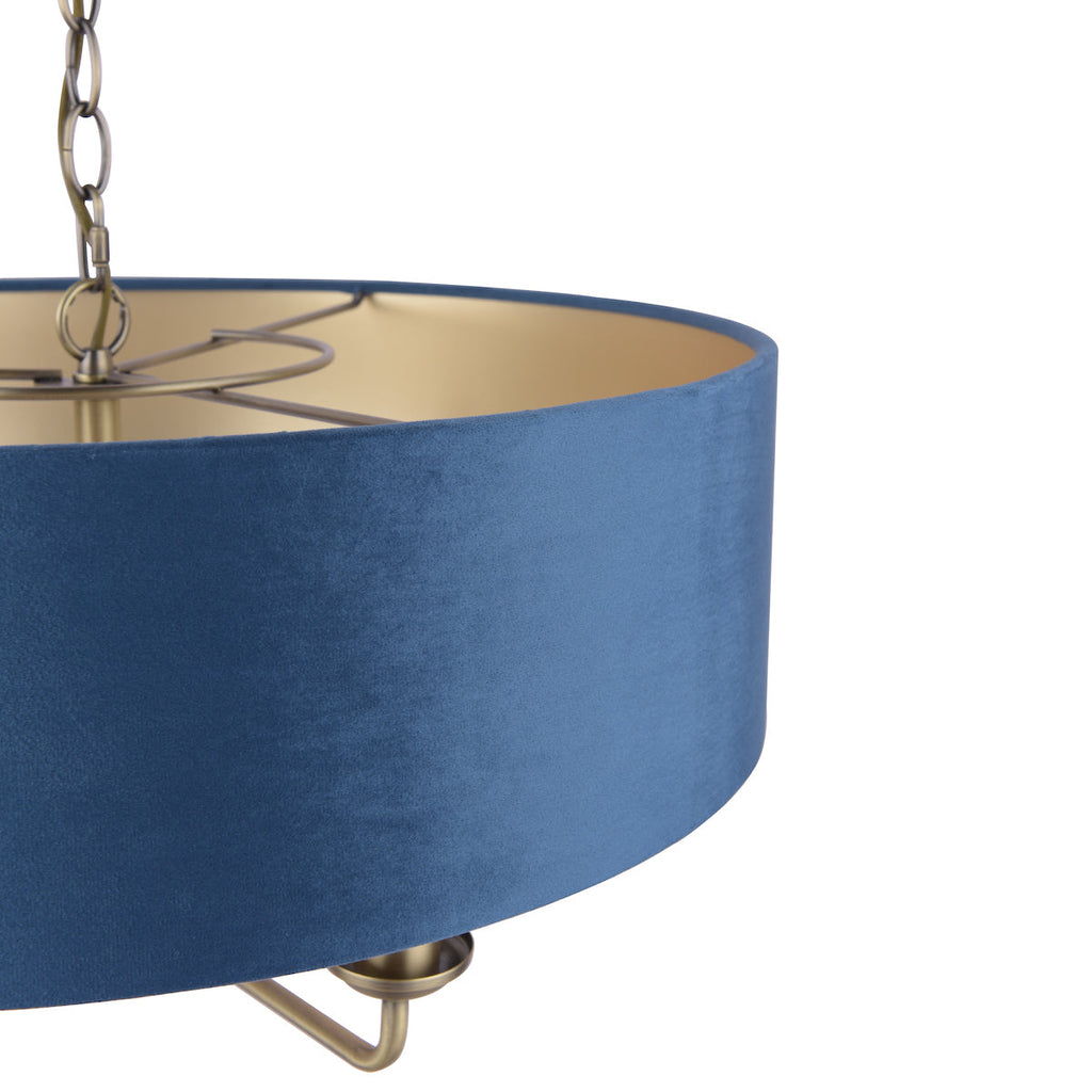 Laura Ashley Sorrento Lampadario 6 luci, Ottone Antico e Velluto Blu