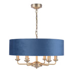Laura Ashley Sorrento Lampadario 6 luci, Ottone Antico e Velluto Blu