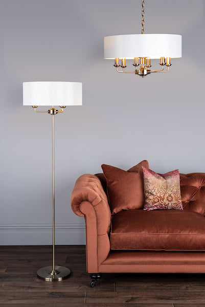Laura Ashley Sorrento 6lt Pendant Ottone Antico con Ombra Avorio