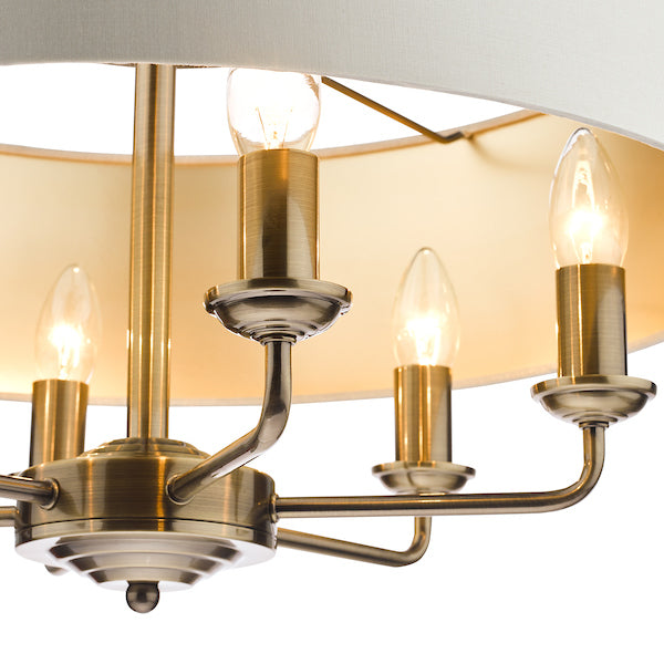 Laura Ashley Sorrento 6lt Pendant Ottone Antico con Ombra Avorio