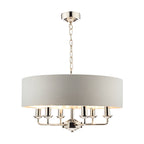 Laura Ashley Sorrento 6lt Pendant Nichel Lucido con Ombra Argento