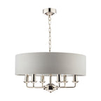 Laura Ashley Sorrento 6lt Pendant Nichel Lucido con Ombra Argento